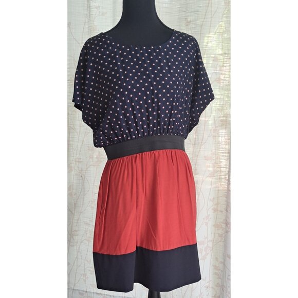 Zara Basic Minidress with Polka Dots on Top and Color Block Skirt - Picture 1 of 2